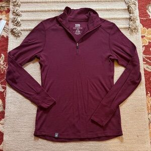 Ibex Woolies 220 zip top merino wool base layer maroon merlot wine women’s M